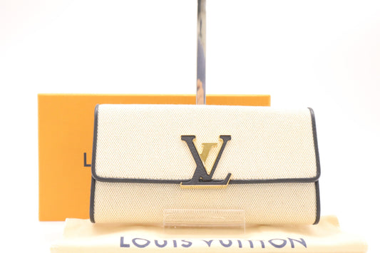 LOUIS VUITTON M81305 Canvas Porte-Feuille Capucine Ivory with Box & Storage Bag Wallet