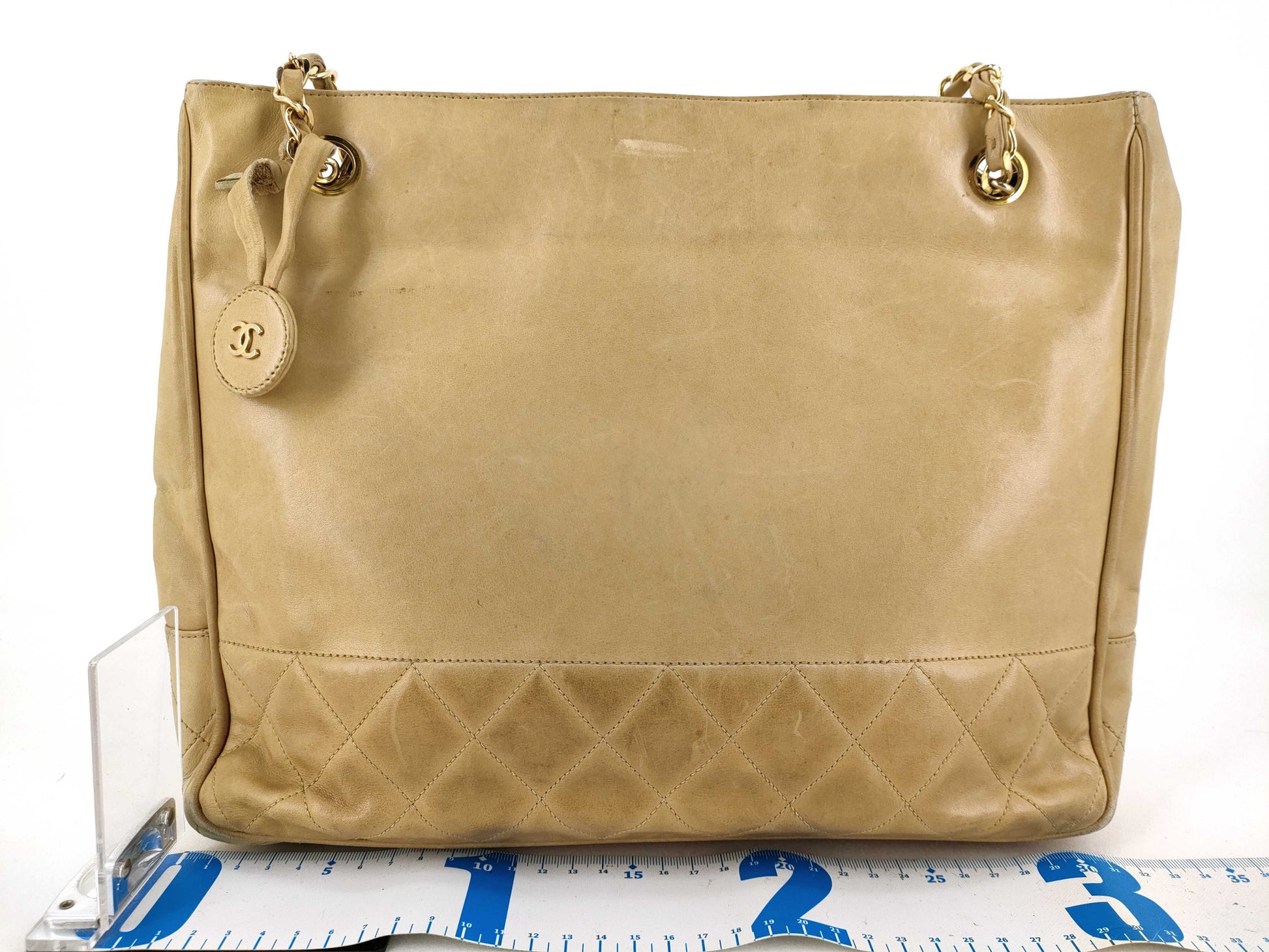 CHANEL Lambskin Matelasse Chain Tote Bag