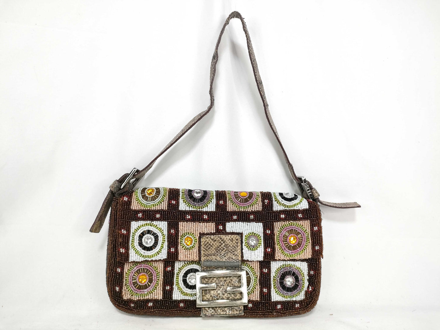 FENDI FENDI Mamma Bucket Beaded Embroidered Shoulder Bag