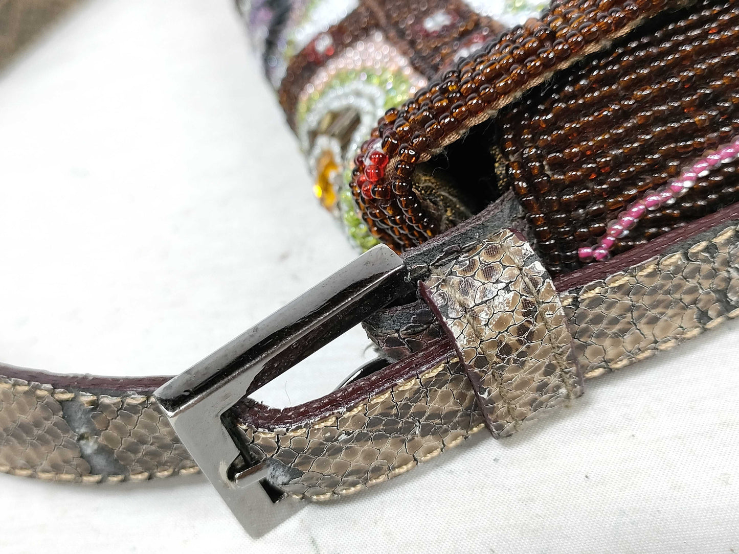 FENDI FENDI Mamma Bucket Beaded Embroidered Shoulder Bag