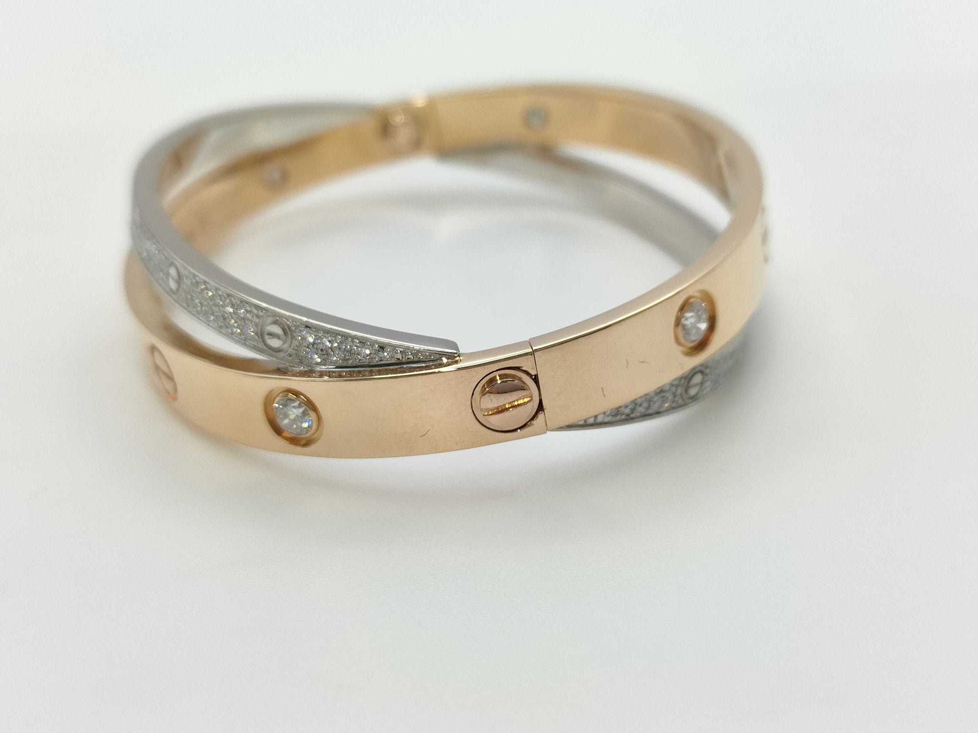 Cartier New Love Breath #16 Diamond PG/WG Au750 43.5g Bracelet Bangle