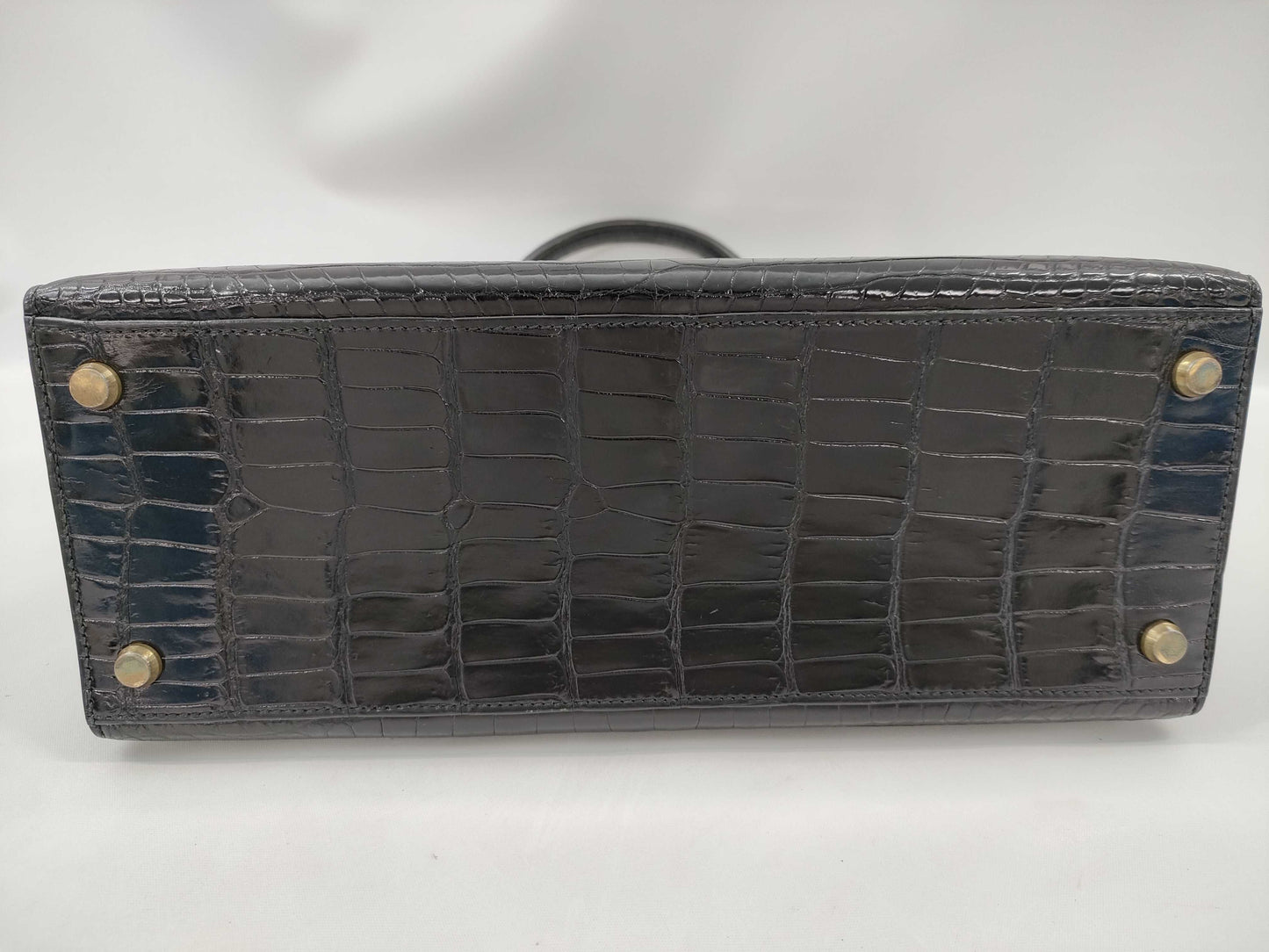 HERMES Kelly 28 Black Handbag with Gold Hardware and G Stamp