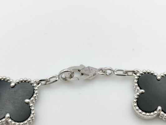 Van Cleef&Arpels Vintage Alhambra 5P Onyx Diamond WG Au750 12.7g Bracelet Bangle