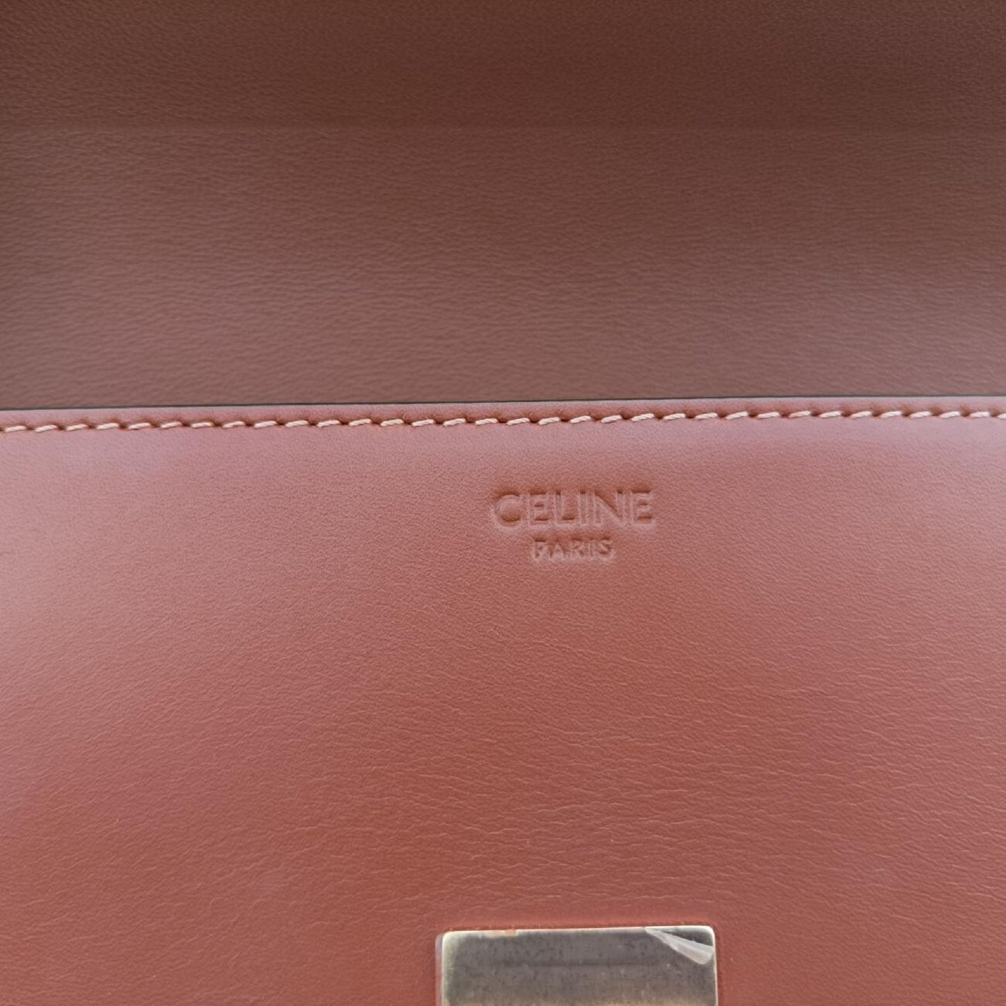 CELINE Triomphe Brown Leather Shoulder Bag S-CU-8281