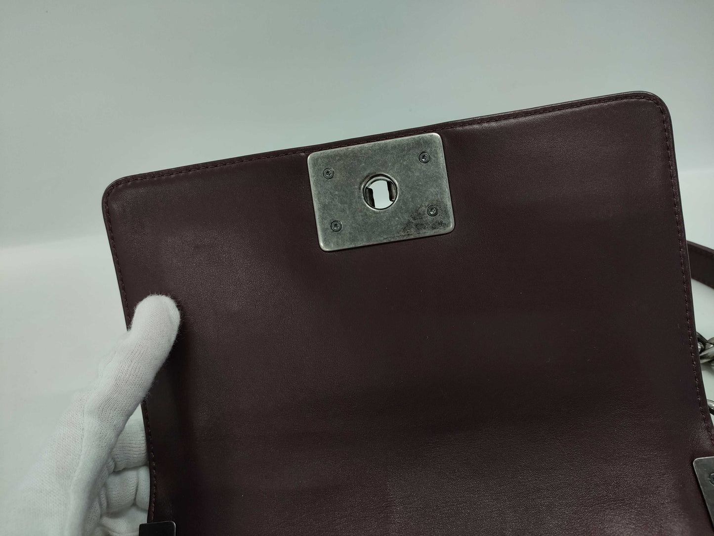 CHANEL Boy Chanel Mini Chain Shoulder Bag in Lamb Bordeaux