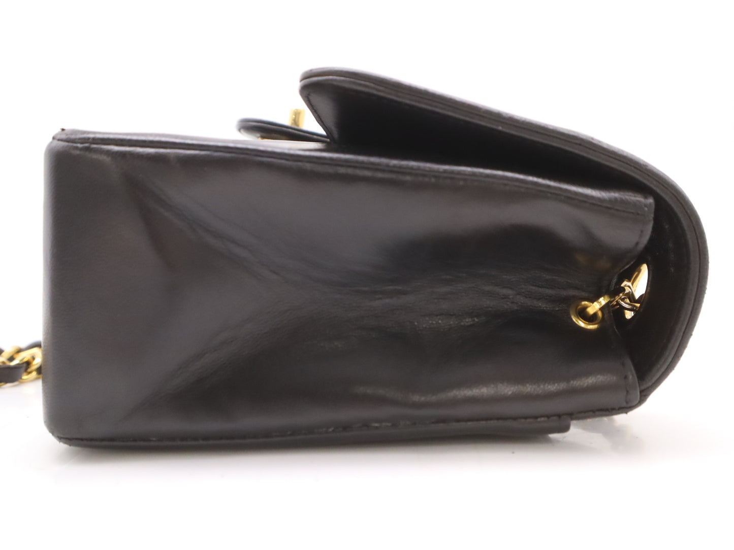 CHANEL Mademoiselle 25 Lambskin Shoulder Bag with Small Flap, Small Chain, Turn Lock, Gold Hardware, Black Seal, Card Included, 2566562