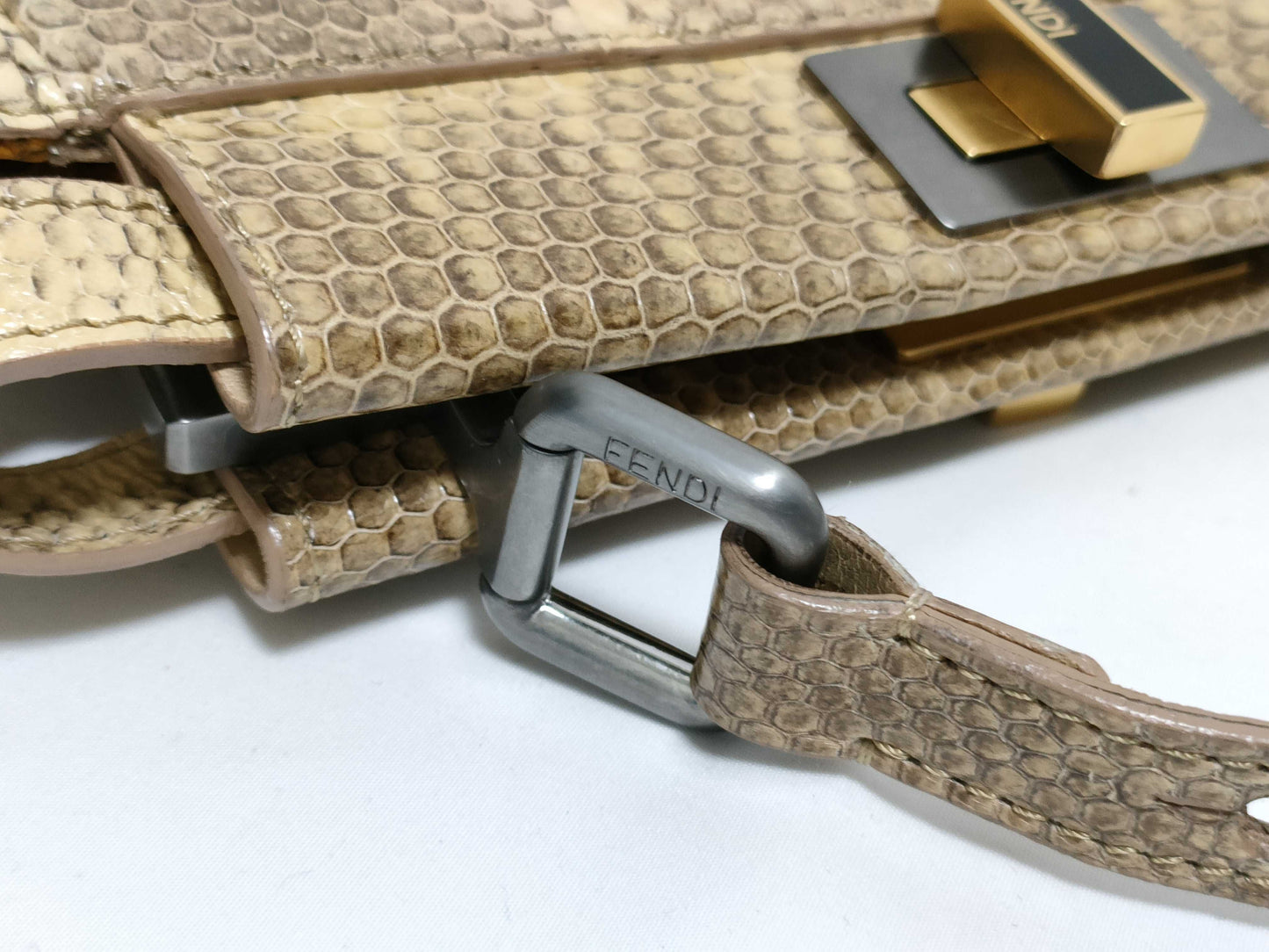 FENDI Mini Peekaboo Python 2-Way Handbag