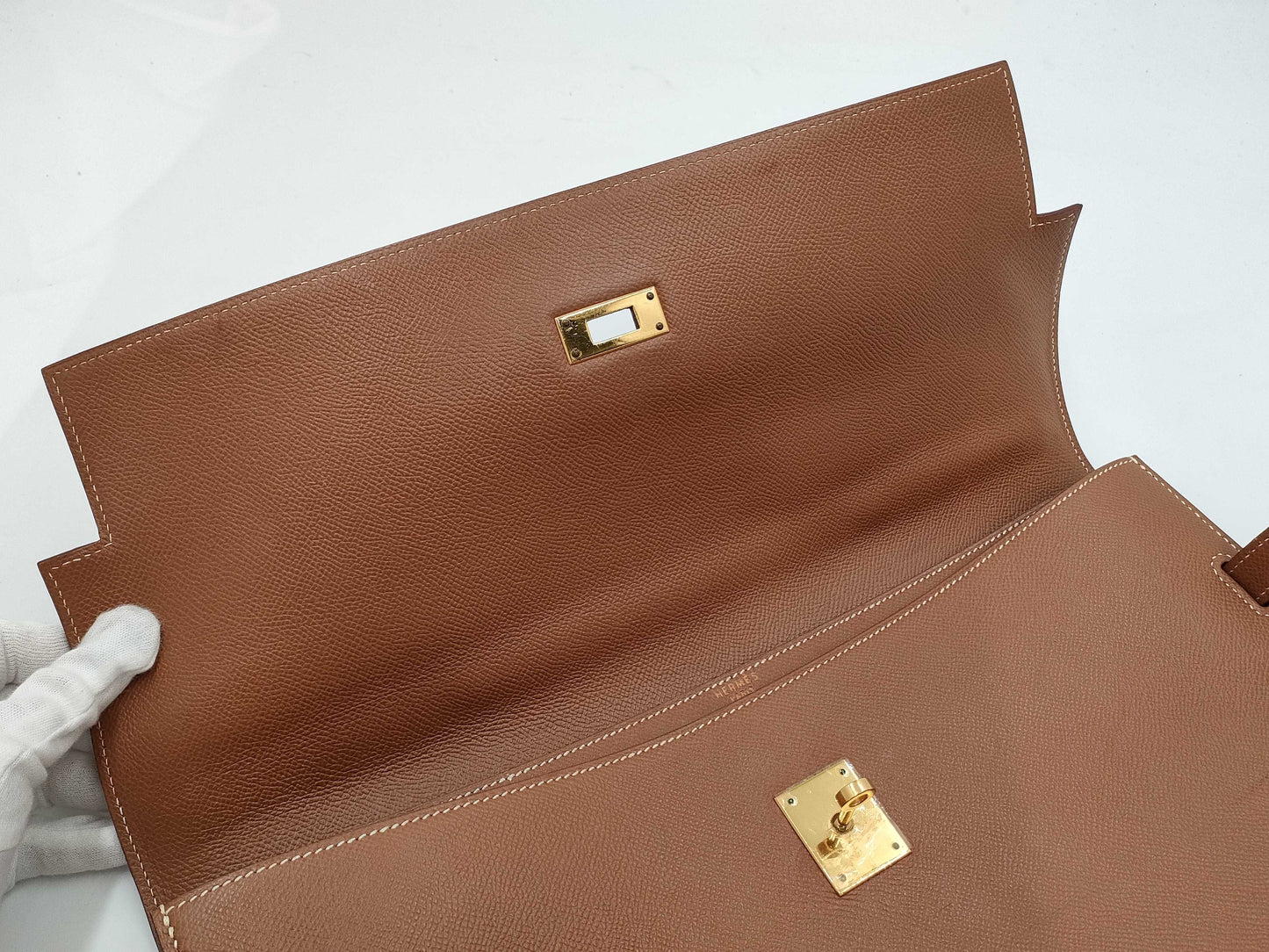 HERMES Kelly Depeche 38 Handbag Engraved □B Business Bag