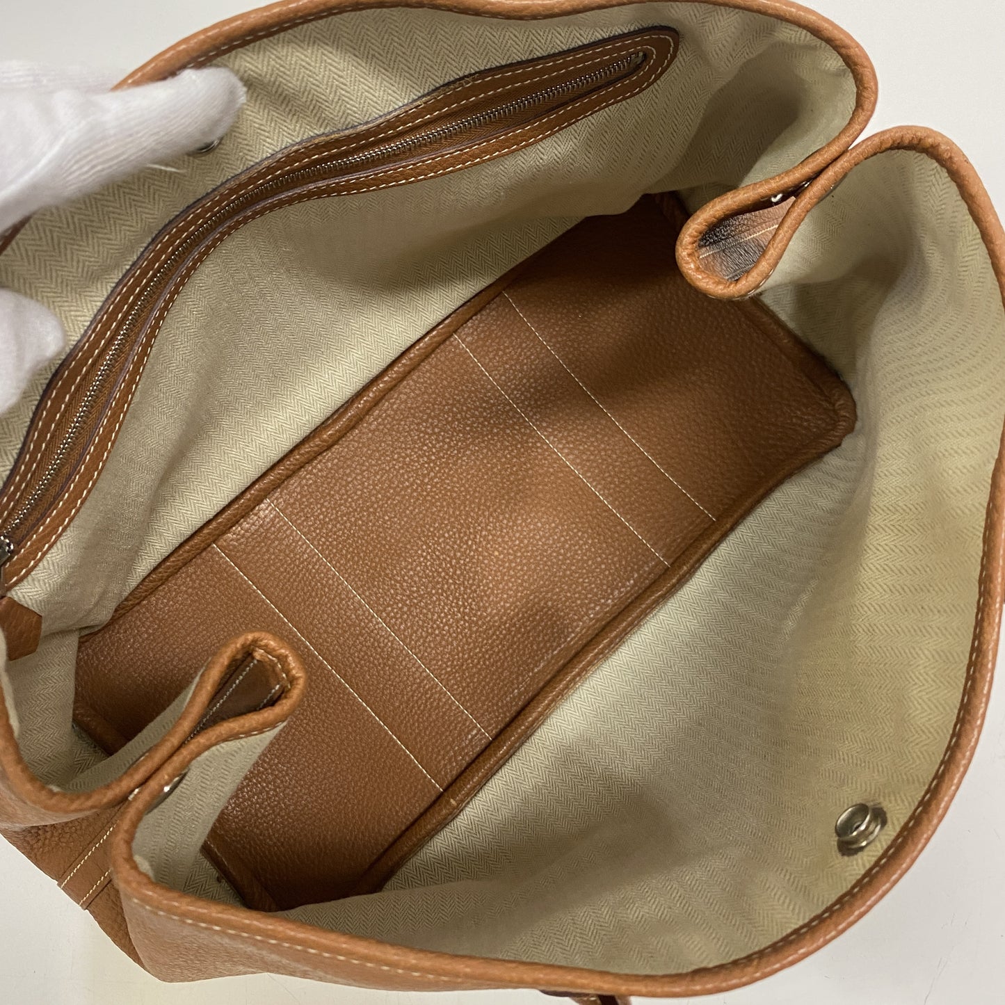 HERMES Garden Party PM Tote Bag, Country Brown, Women's Handbag