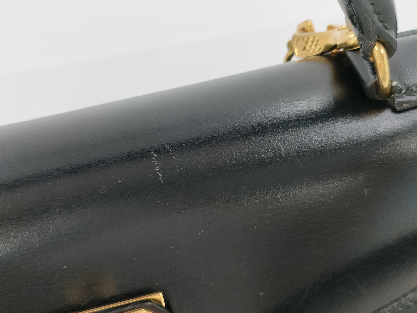 HERMES Kelly 32 Box Calf Black Handbag