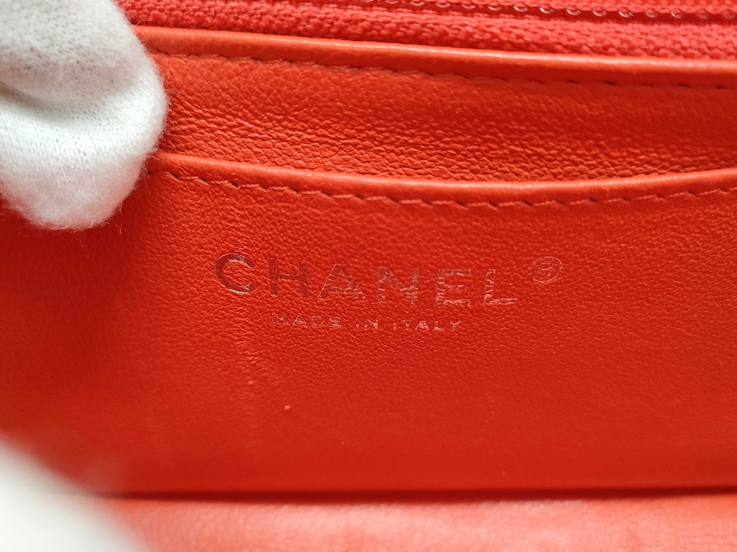 CHANEL Matelasse Enamel Chain Shoulder Bag with Turnlock closure, Orange