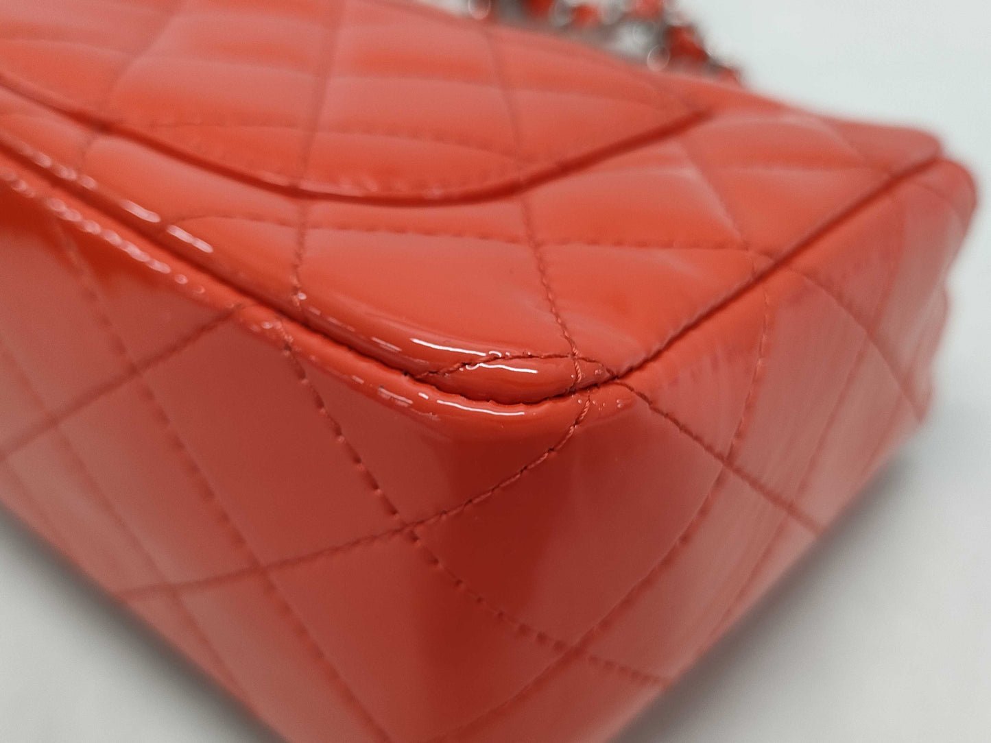 CHANEL Matelasse Enamel Chain Shoulder Bag with Turnlock closure, Orange