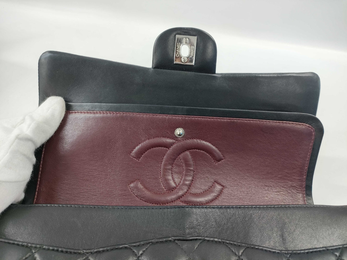 CHANEL Chain Shoulder Bag / Matelasse / 25cm / Double Flap / Lambskin / Black / Card Sticker Included, No. 6