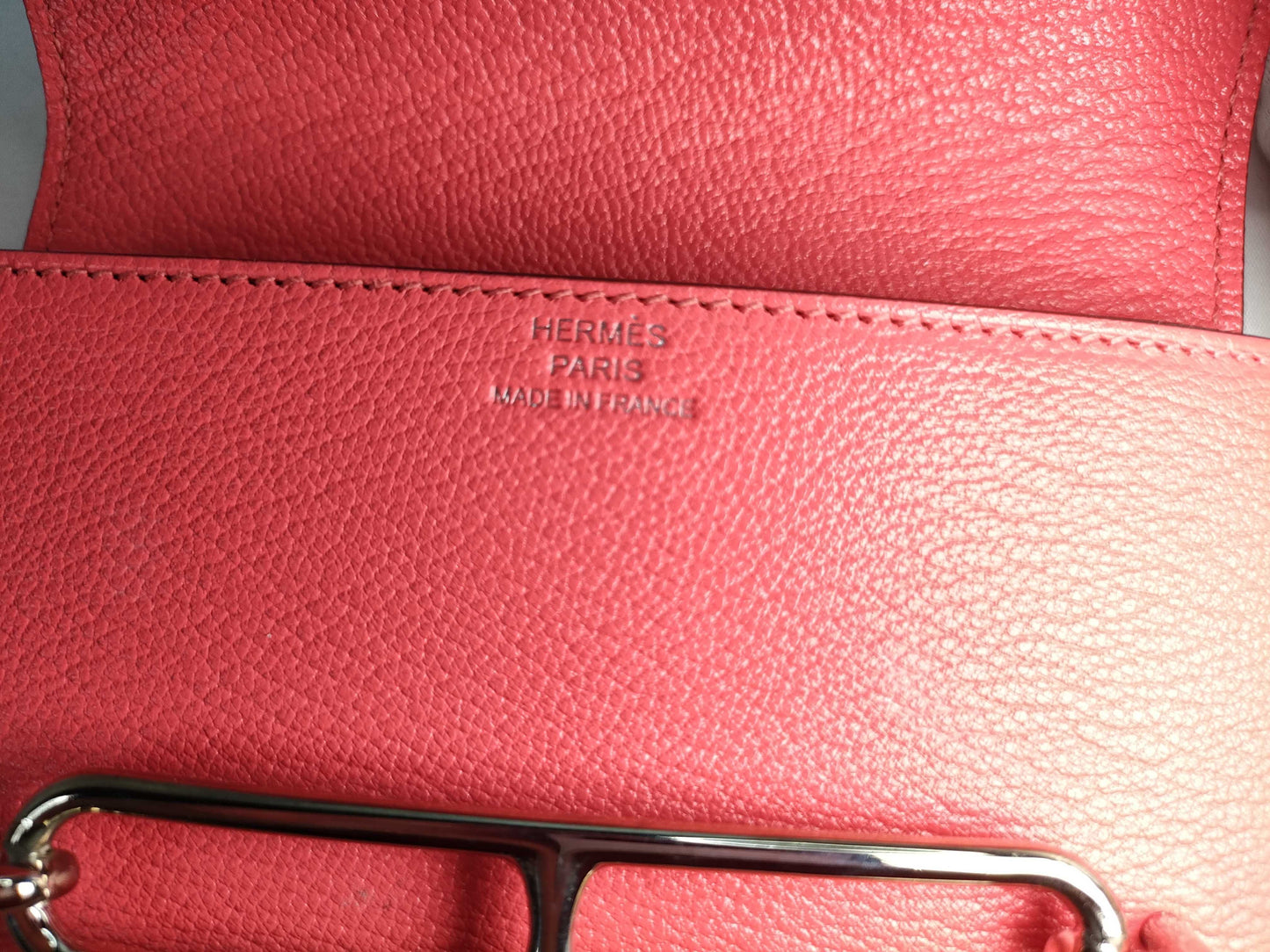 HERMES Lauris Slim Wallet in Orange Pink Goatskin with Silver Hardware and U Stamp