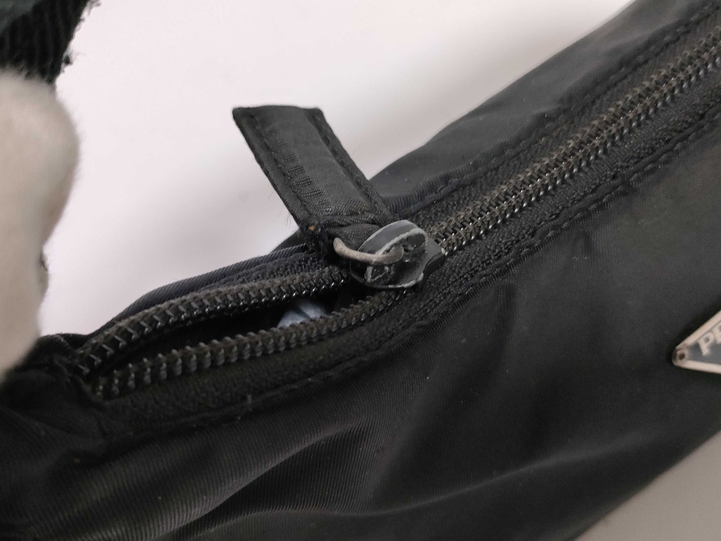 PRADA nylon handbag with triangle plate logo