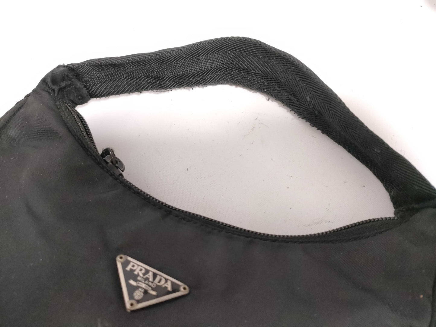 PRADA nylon handbag with triangle plate logo