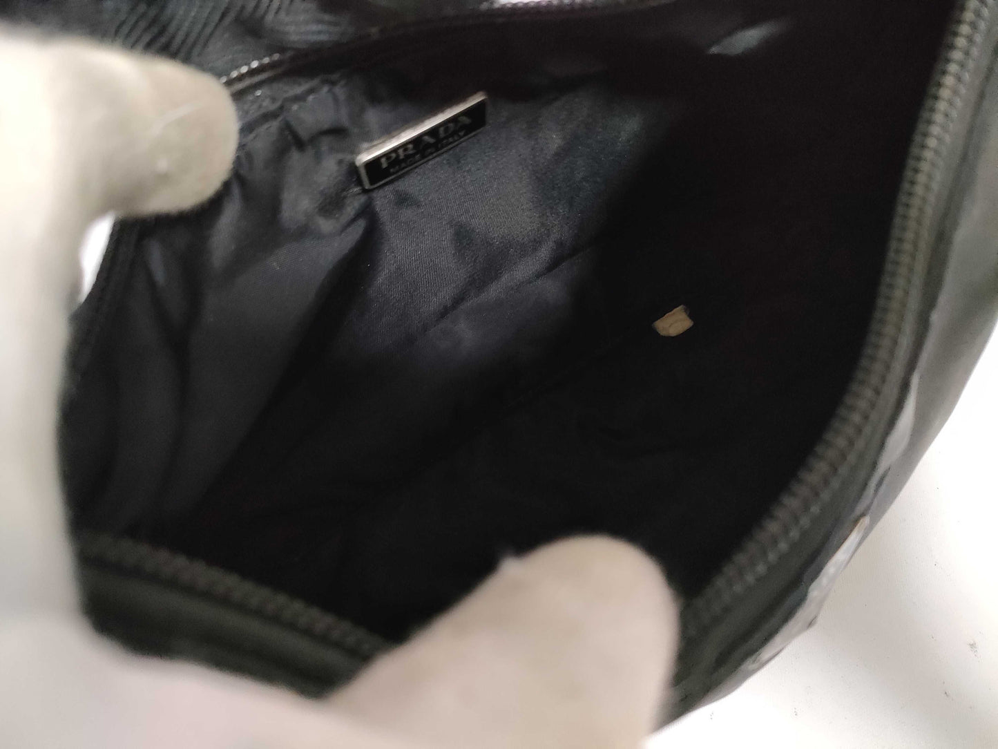 PRADA nylon handbag with triangle plate logo