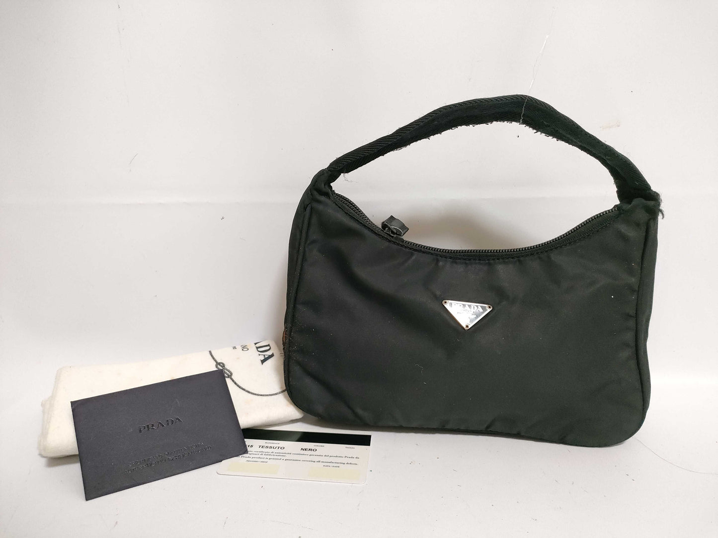 PRADA nylon handbag with triangle plate logo