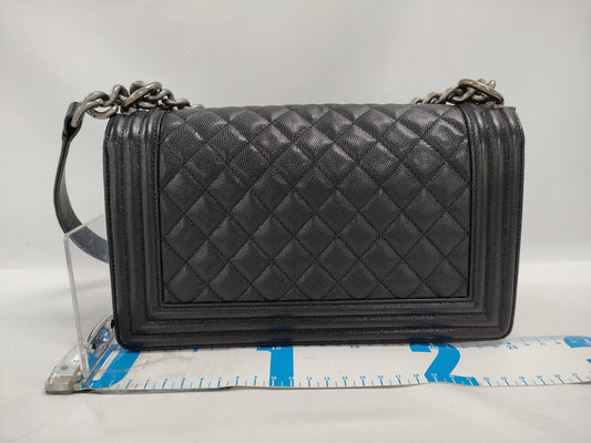 CHANEL Boy Chanel Chain Shoulder Bag in Caviar Black