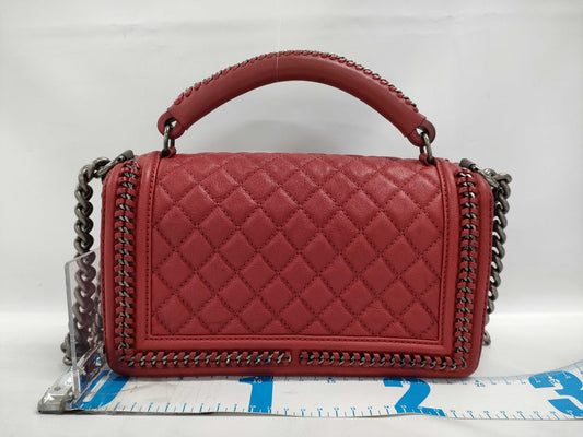 CHANEL Boy Chanel 2-Way Chain Shoulder Bag in Calfskin, Red