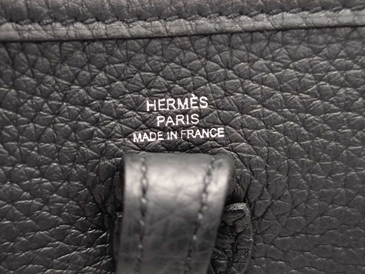 HERMES Evelyn TPM Shoulder Bag, Black, Silver Hardware, Taurillon Clemence Leather, K Stamp, Instructions, Receipt