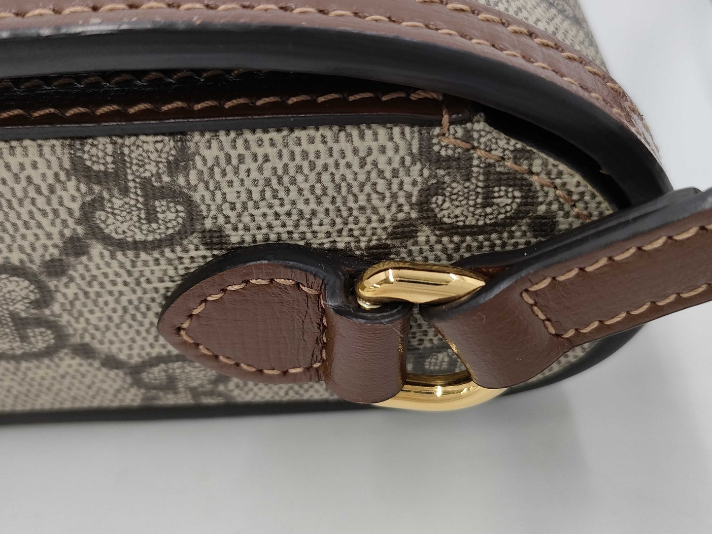 GUCCI GG Supreme Horsebit Shoulder Bag, Brown, 625615