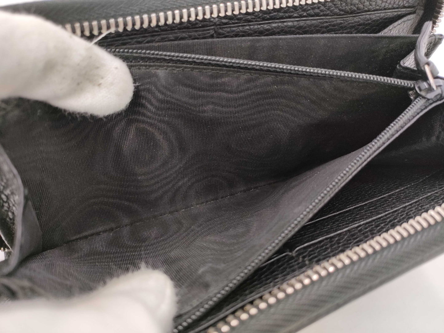 GUCCI Durian Long Wallet, Round Leather, Black, 473928