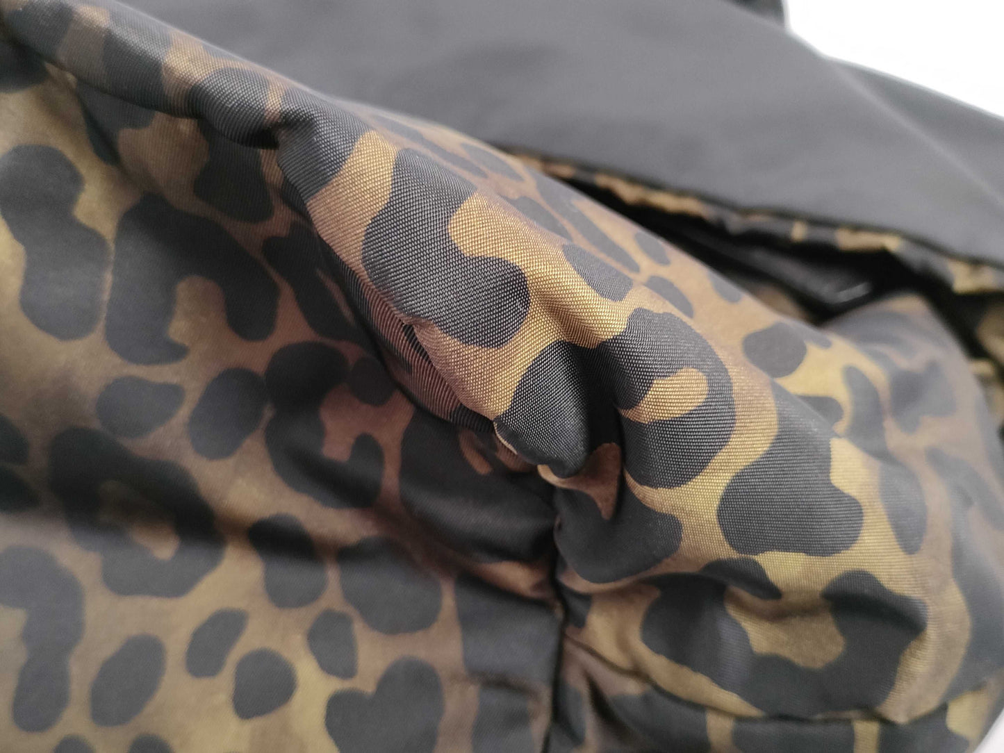 PRADA Tessuto x Leather 2-Way Handbag Leopard Print B4521V