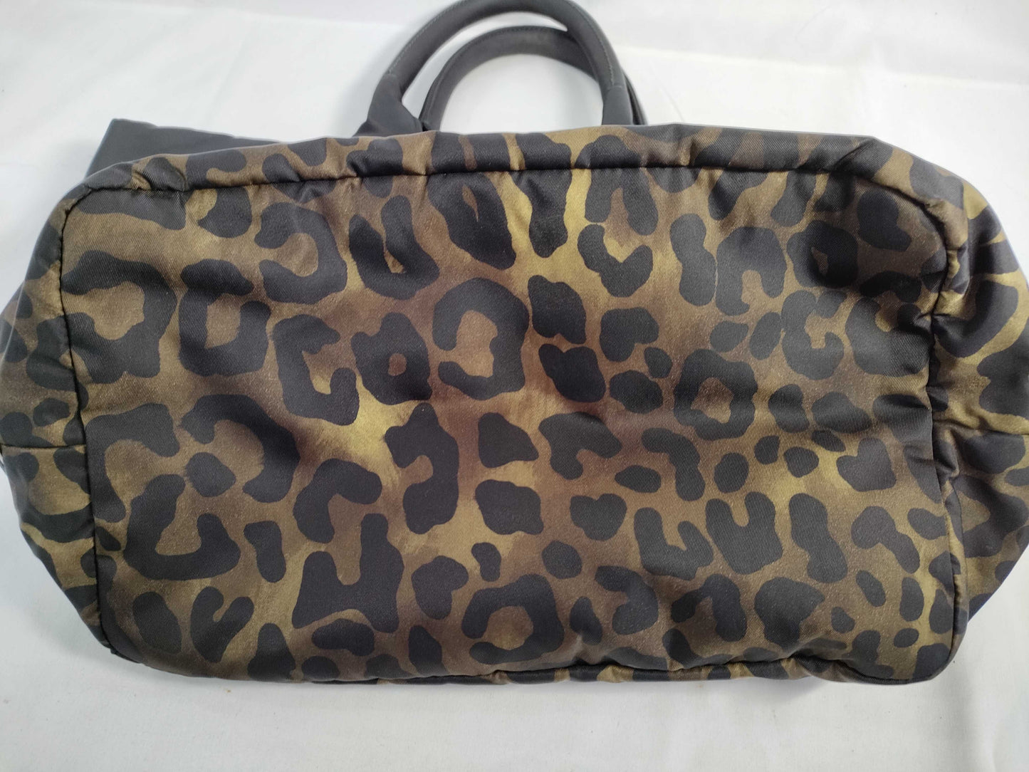 PRADA Tessuto x Leather 2-Way Handbag Leopard Print B4521V