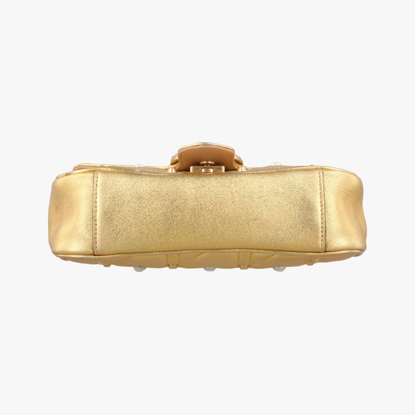 GUCCI GG Marmont Gold Leather Shoulder Bag 446744E021433215