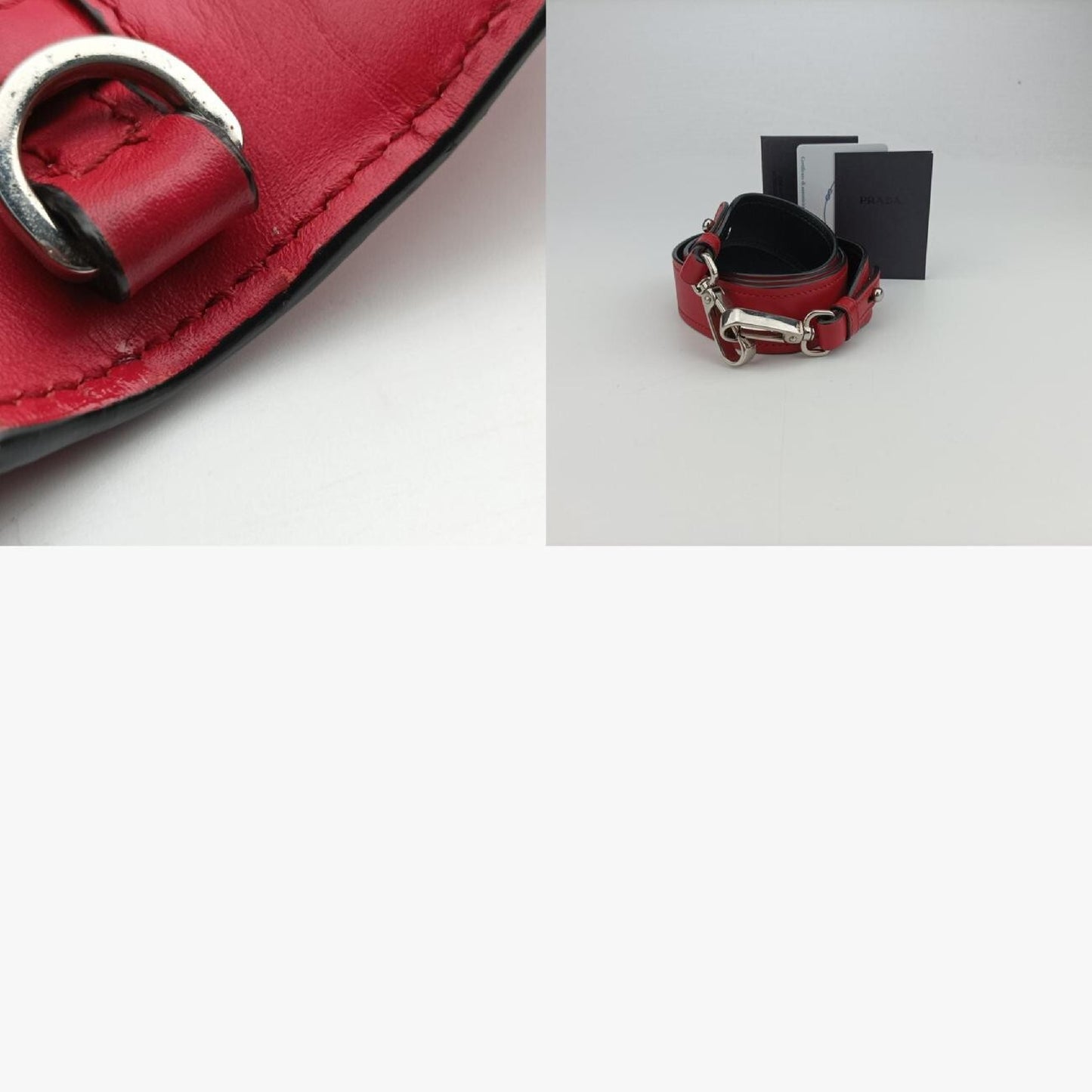 PRADA Plex Ribbon Red Leather Shoulder Bag 1BD06725