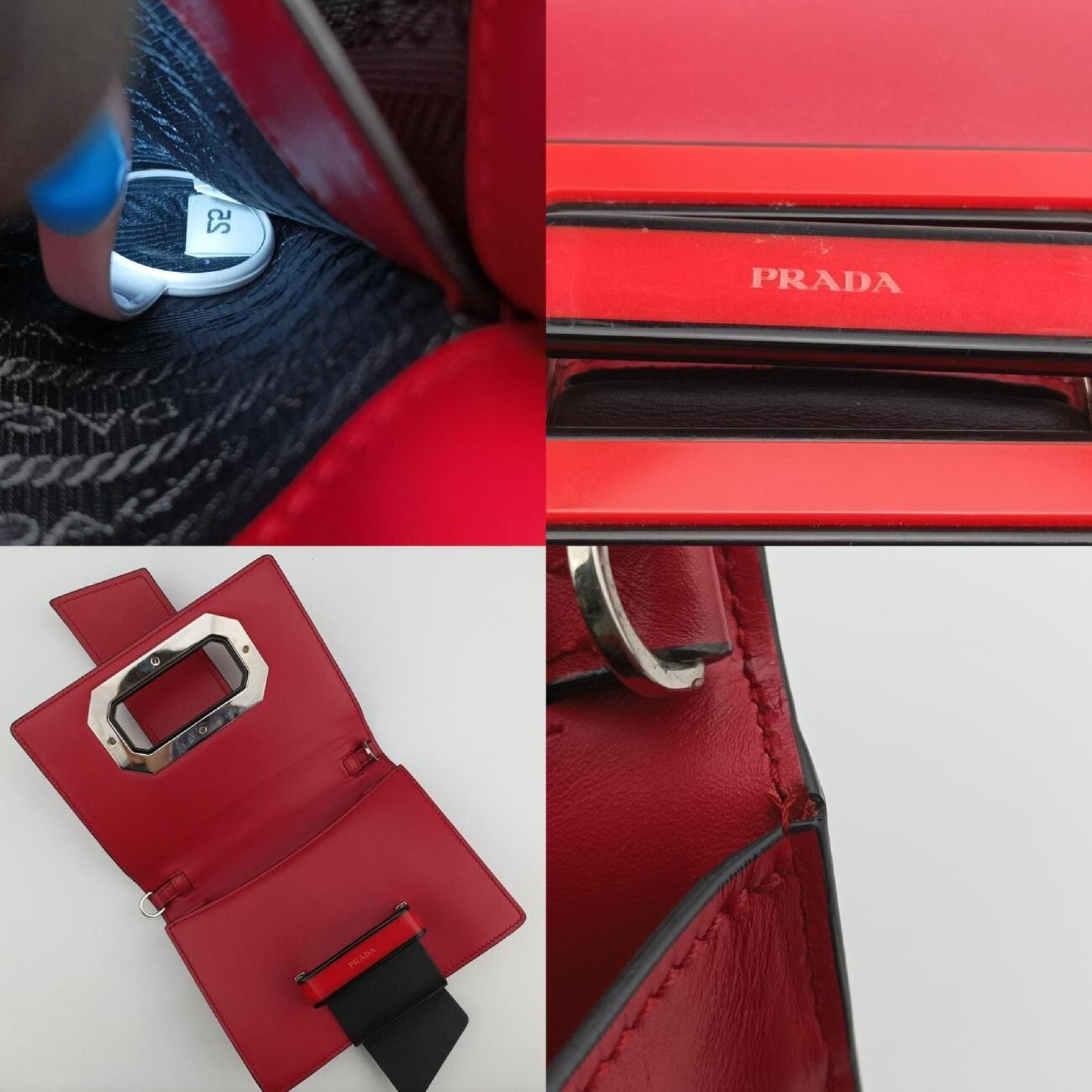 PRADA Plex Ribbon Red Leather Shoulder Bag 1BD06725