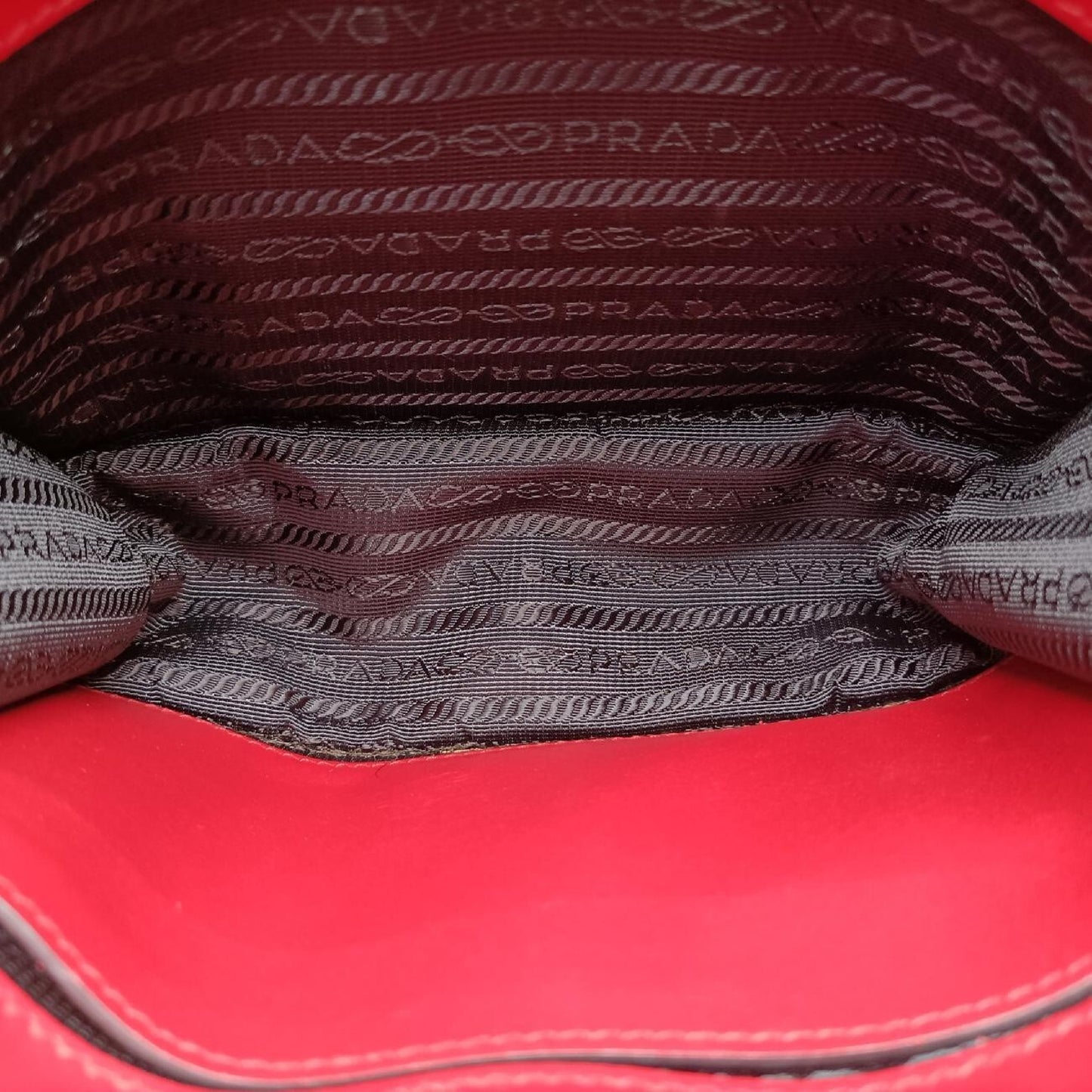 PRADA Plex Ribbon Red Leather Shoulder Bag 1BD06725