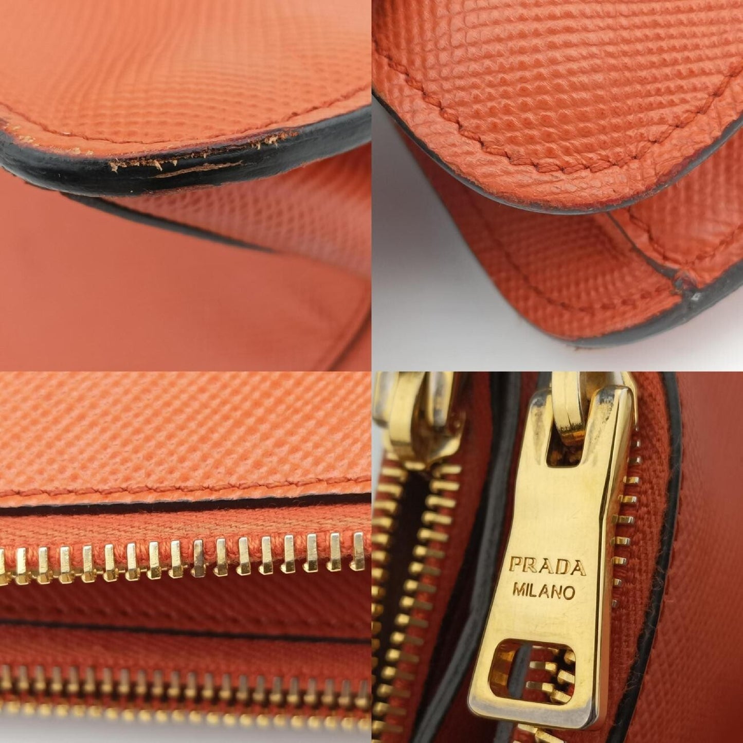 PRADA Parabola Tote Orange Saffiano Leather Shoulder Bag BN2411242