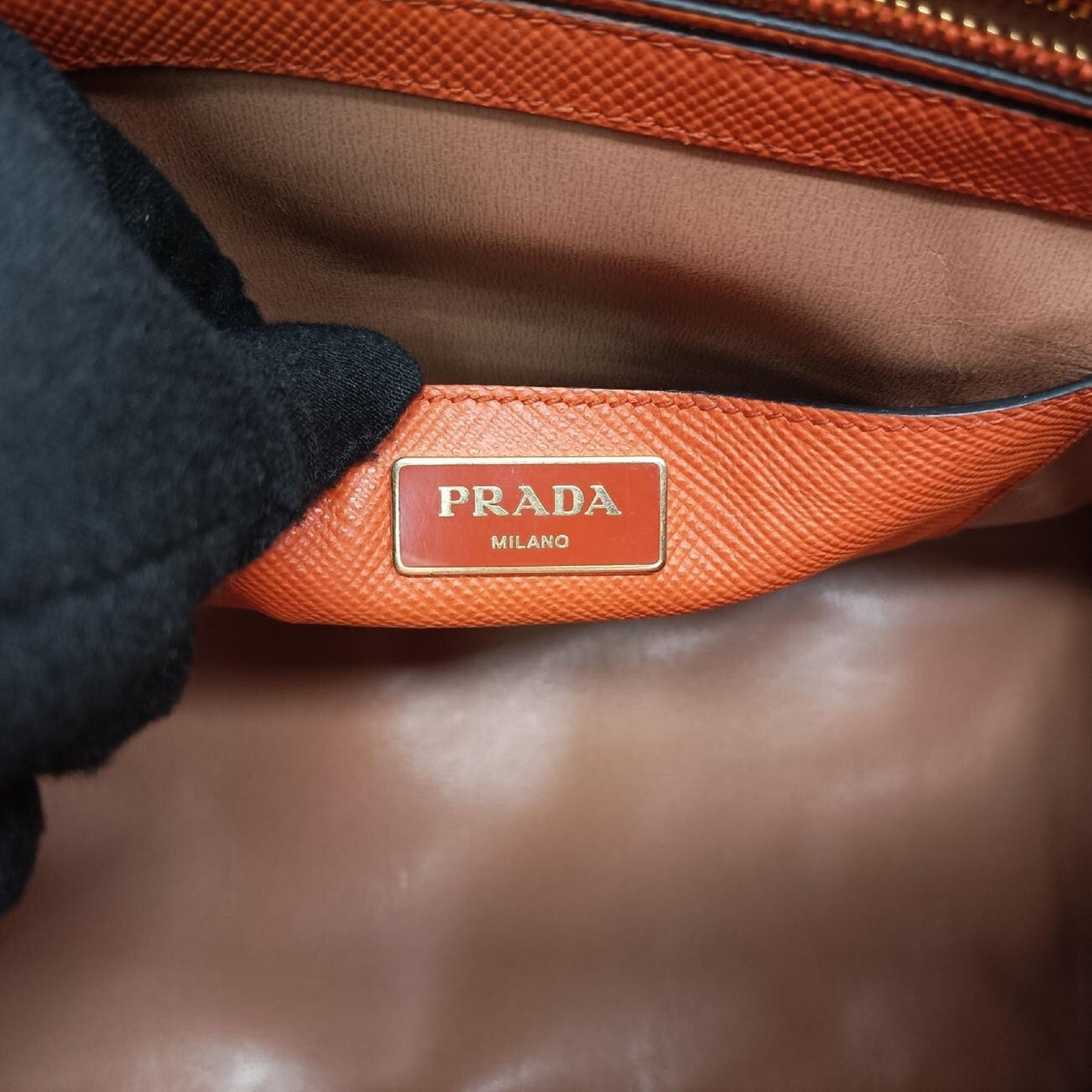 PRADA Parabola Tote Orange Saffiano Leather Shoulder Bag BN2411242