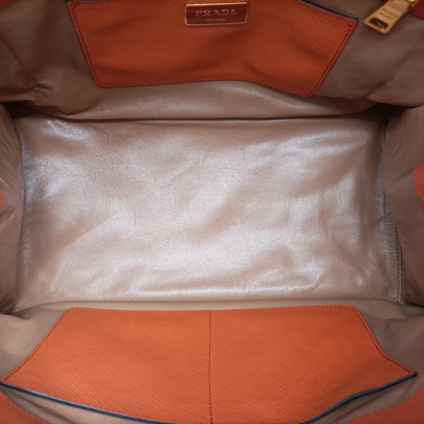 PRADA Parabola Tote Orange Saffiano Leather Shoulder Bag BN2411242