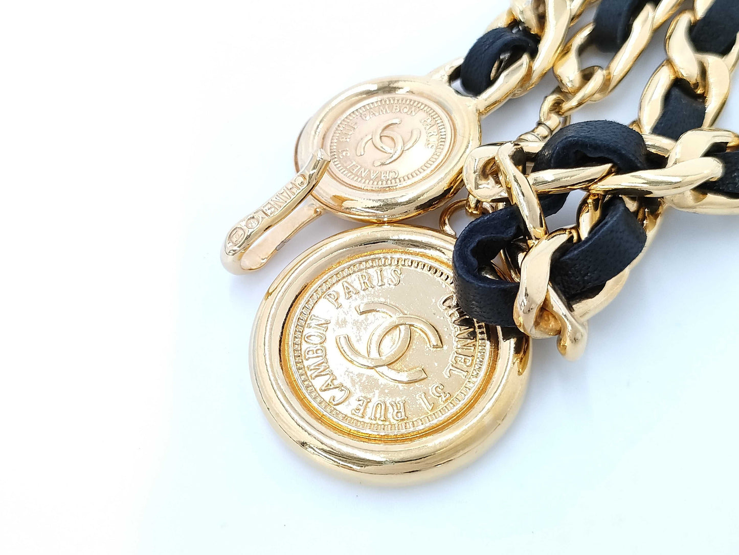 CHANEL Coco Medal Leather Chanel Chain Belt