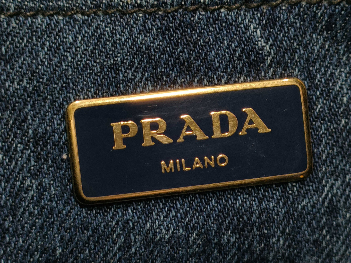 PRADA B1877B Canapa Denim Handbag Tote Bag