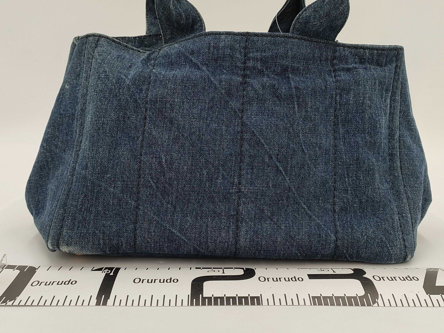 PRADA B1877B Canapa Denim Handbag Tote Bag