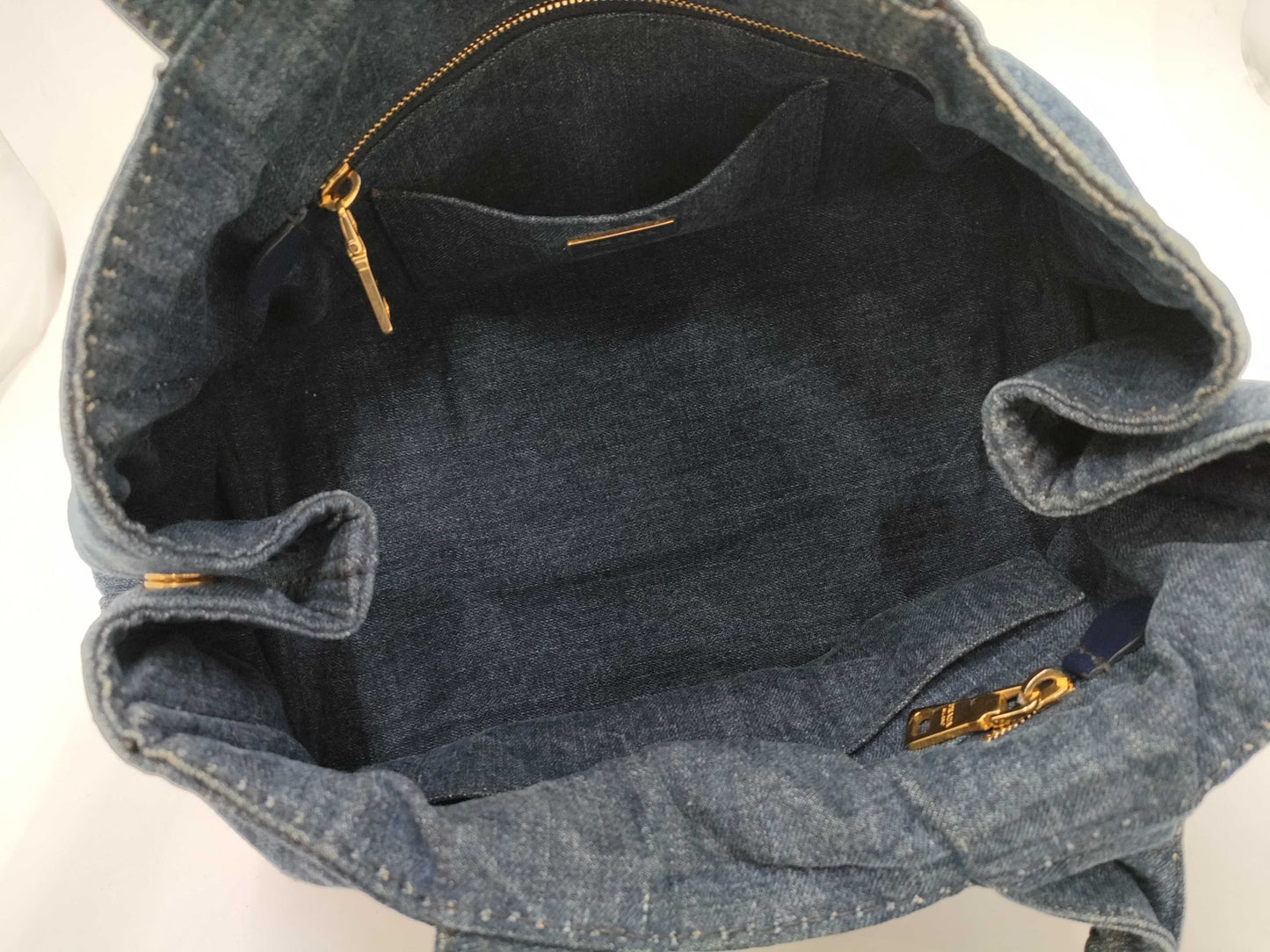 PRADA B1877B Canapa Denim Handbag Tote Bag