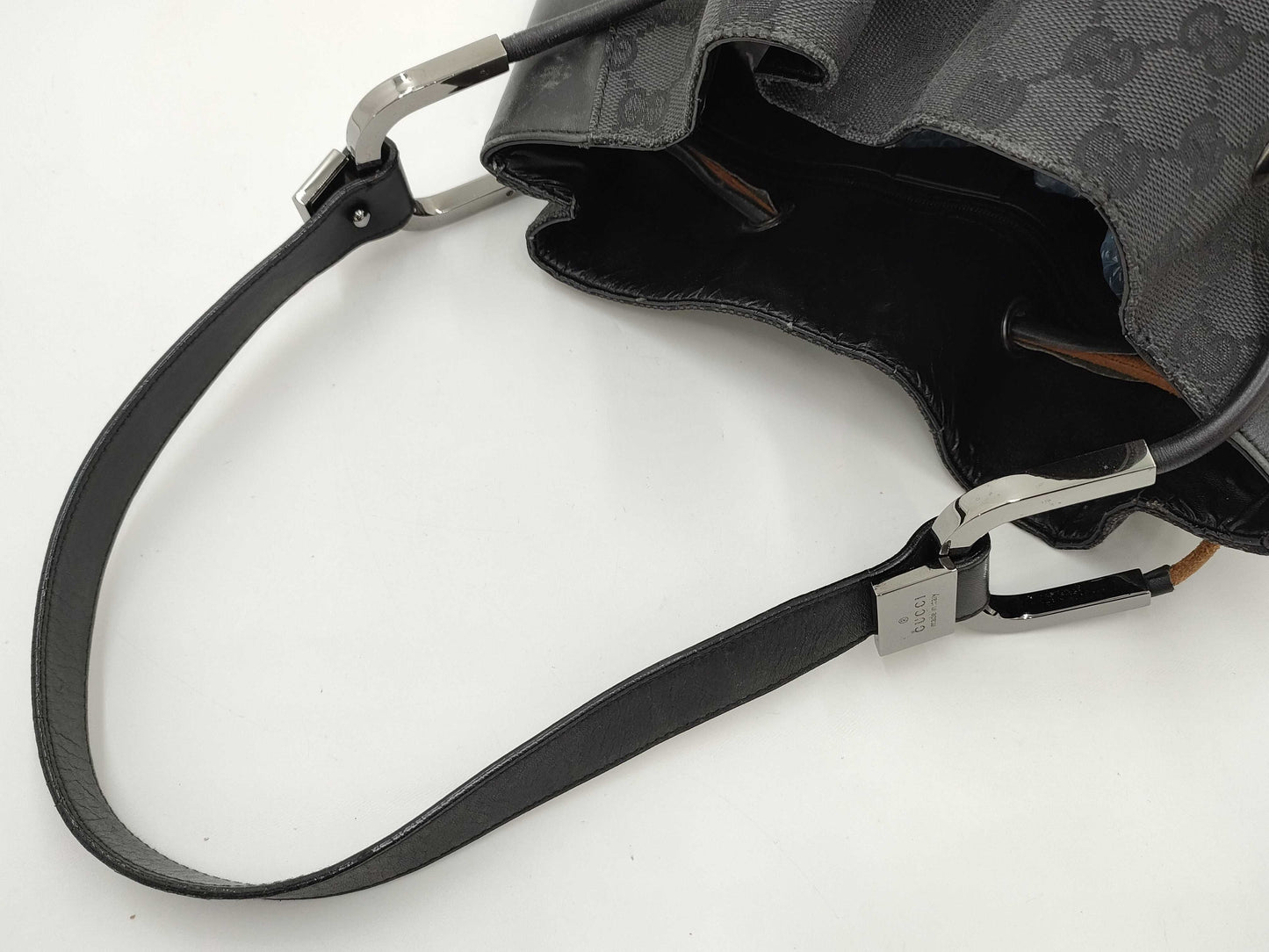 GUCCI 001 3746 GG Canvas Drawstring One-Shoulder Bag Bucket Bag