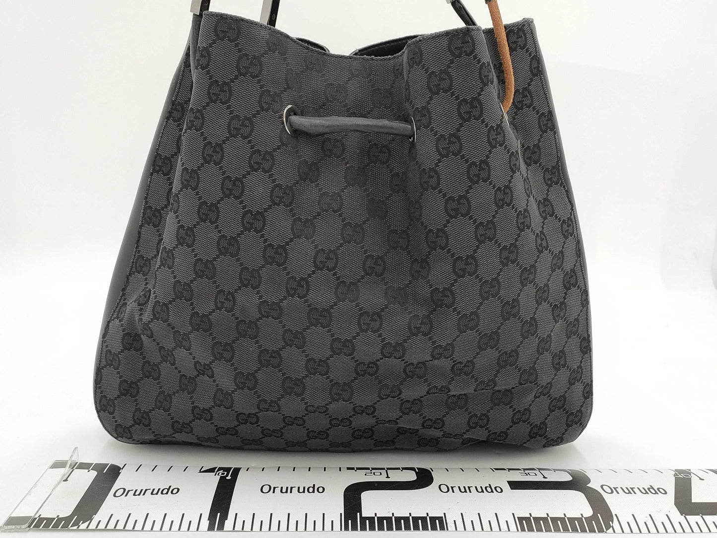 GUCCI 001 3746 GG Canvas Drawstring One-Shoulder Bag Bucket Bag