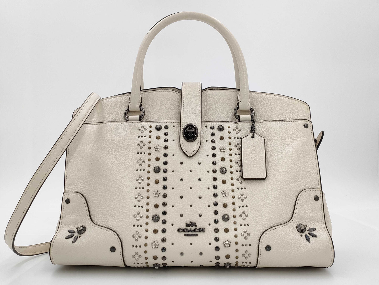 COACH 56832 Bandana Rivet Mercer Turnlock 2-Way Handbag/Shoulder Bag