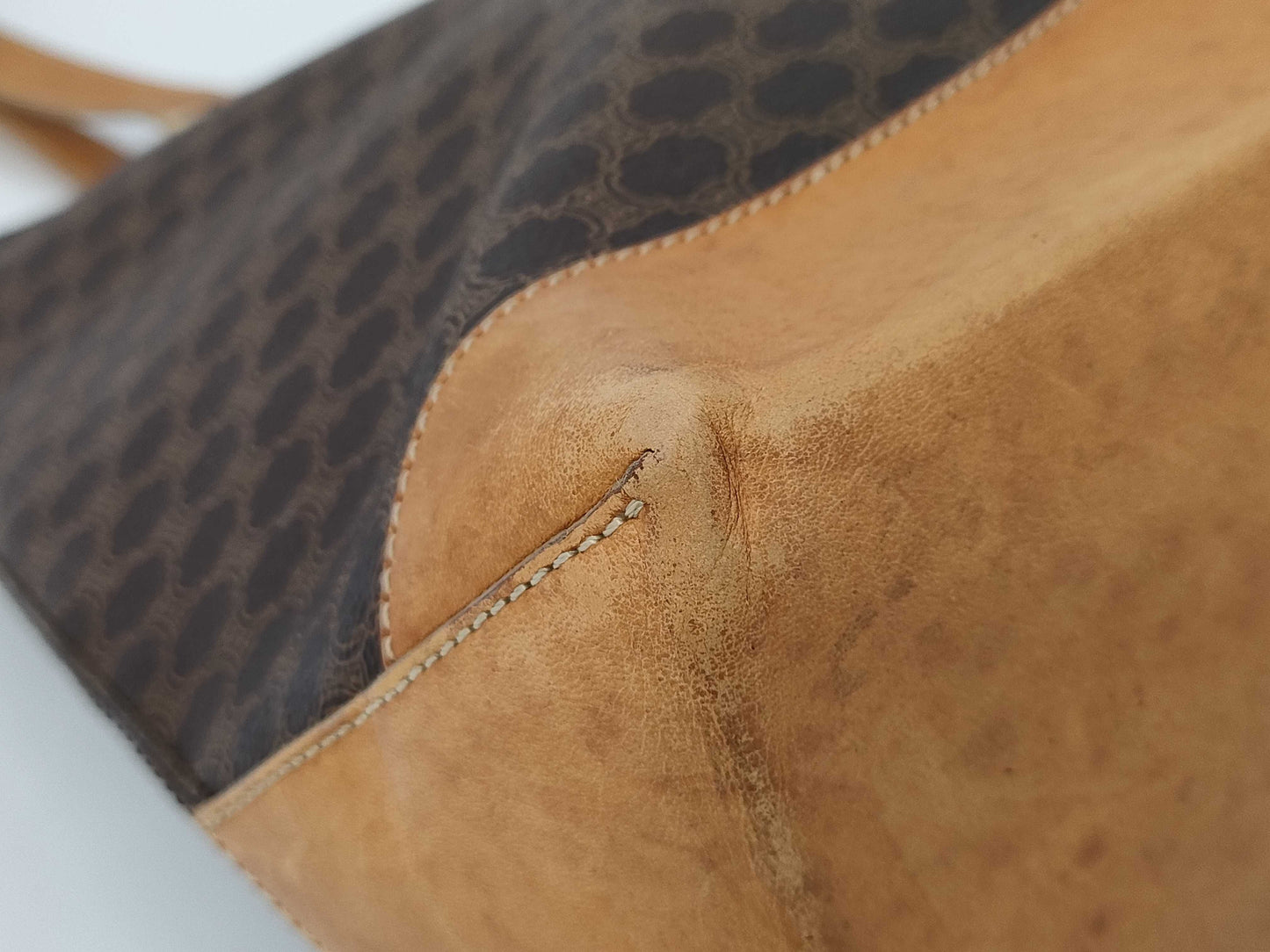 CELINE Macadam PVC Leather Brown Tote Bag