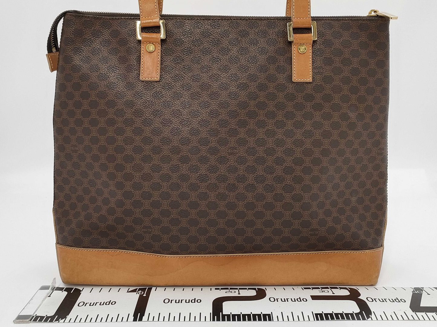 CELINE Macadam PVC Leather Brown Tote Bag