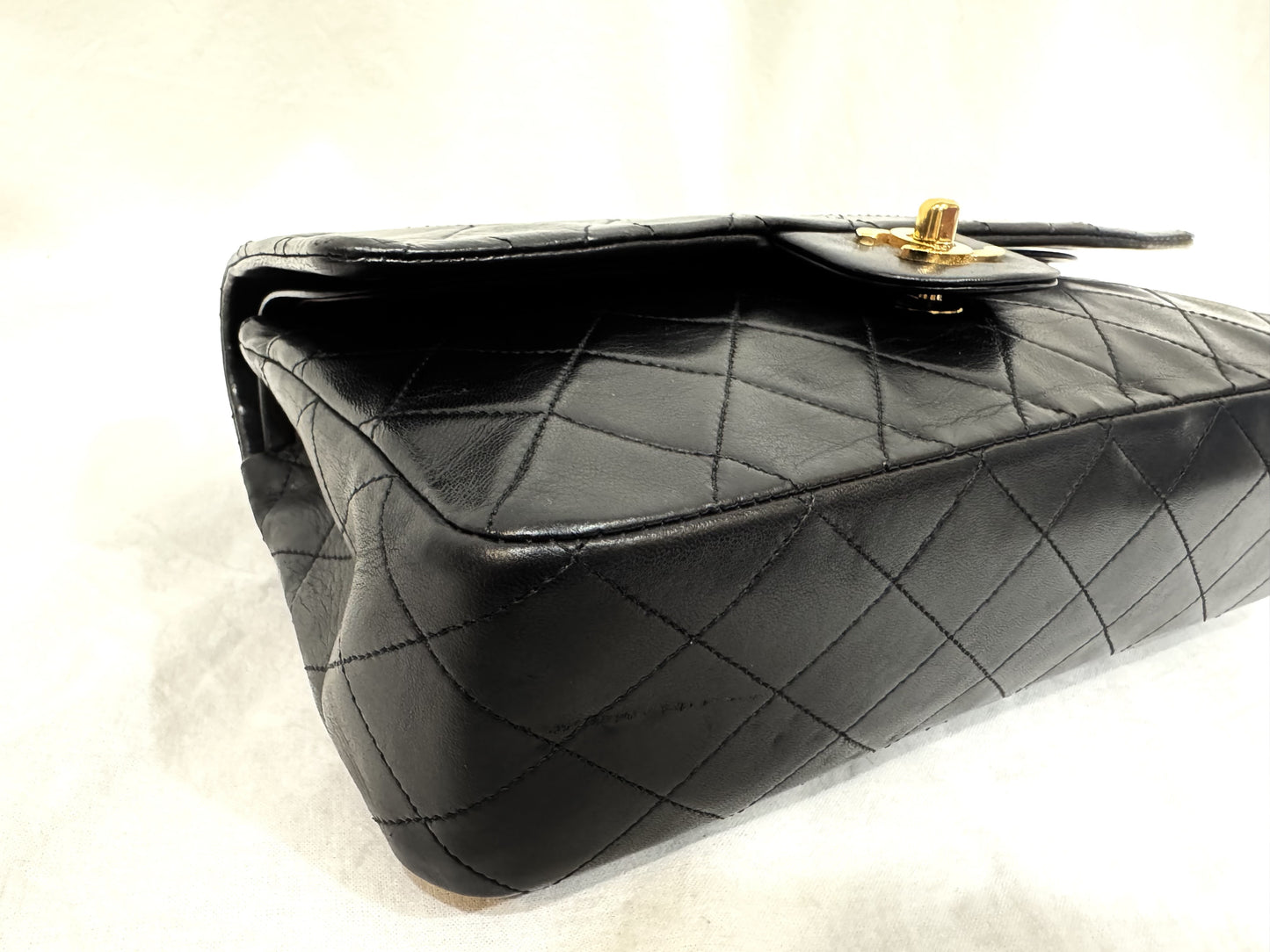 CHANEL Lambskin Matelasse 25 Double Flap Double Chain Gold Hardware 98cm Long Shoulder Bag