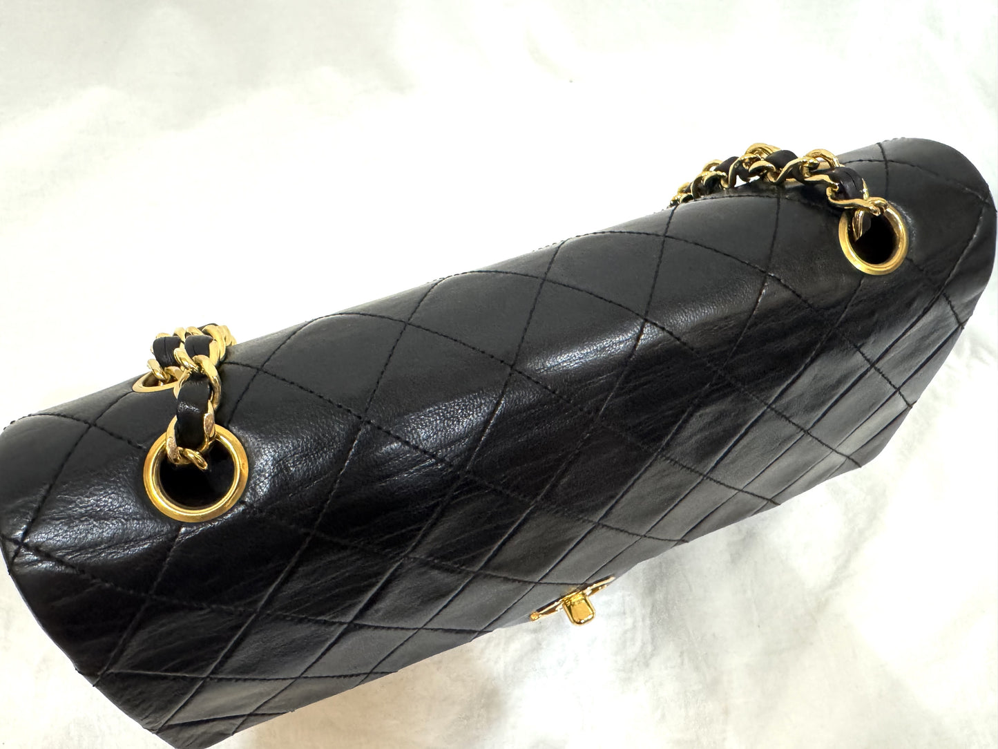 CHANEL Lambskin Matelasse 25 Double Flap Double Chain Gold Hardware 98cm Long Shoulder Bag