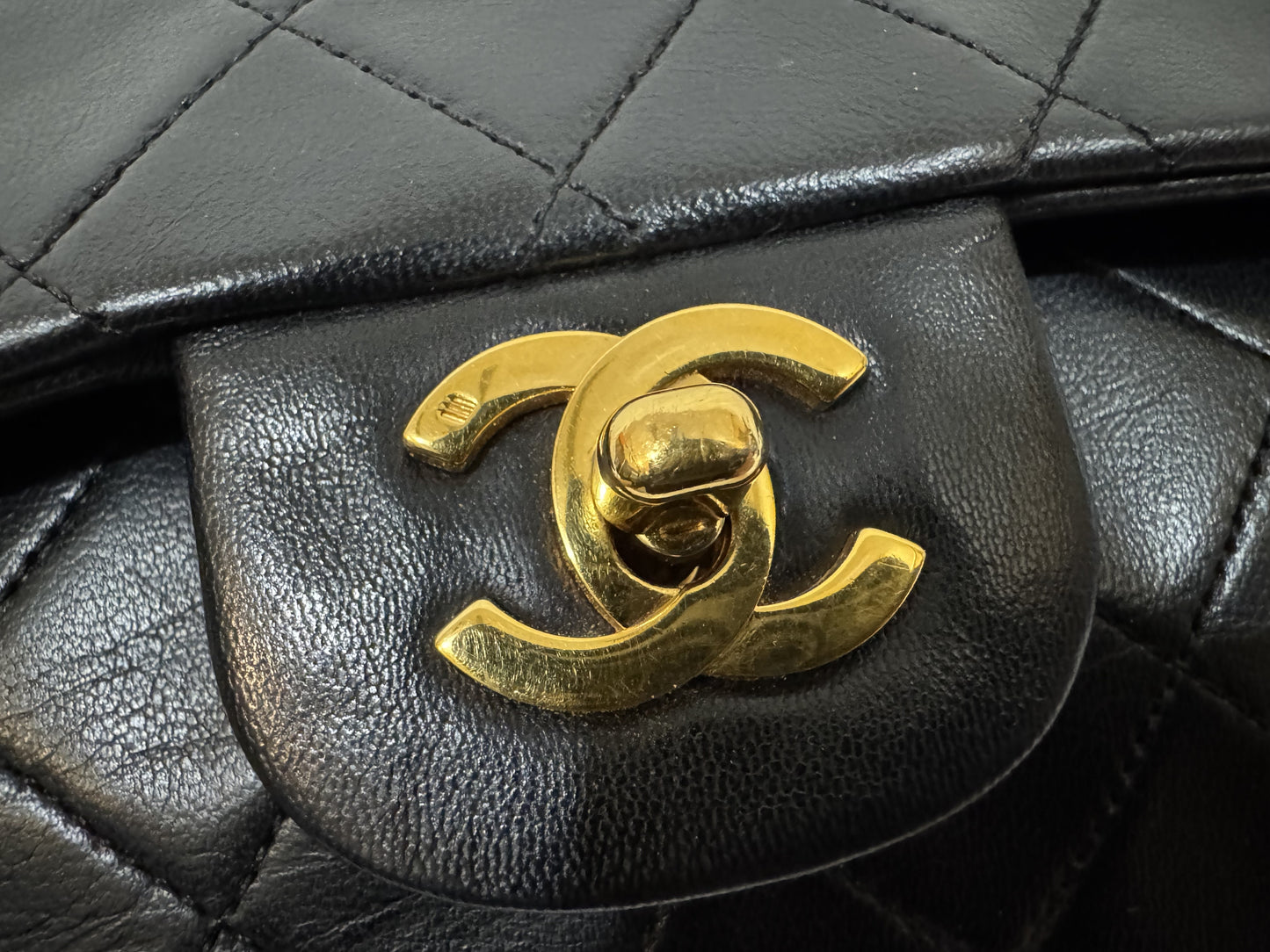 CHANEL Lambskin Matelasse 25 Double Flap Double Chain Gold Hardware 98cm Long Shoulder Bag