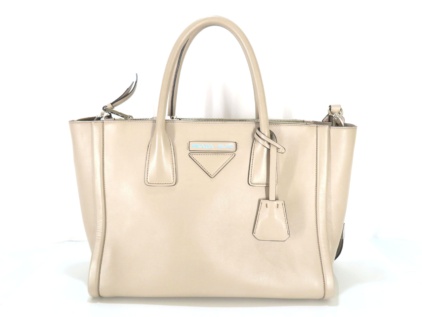 PRADA Prada Soft Calfskin 2-Way Handbag 1BA183 Gray Tote Bag