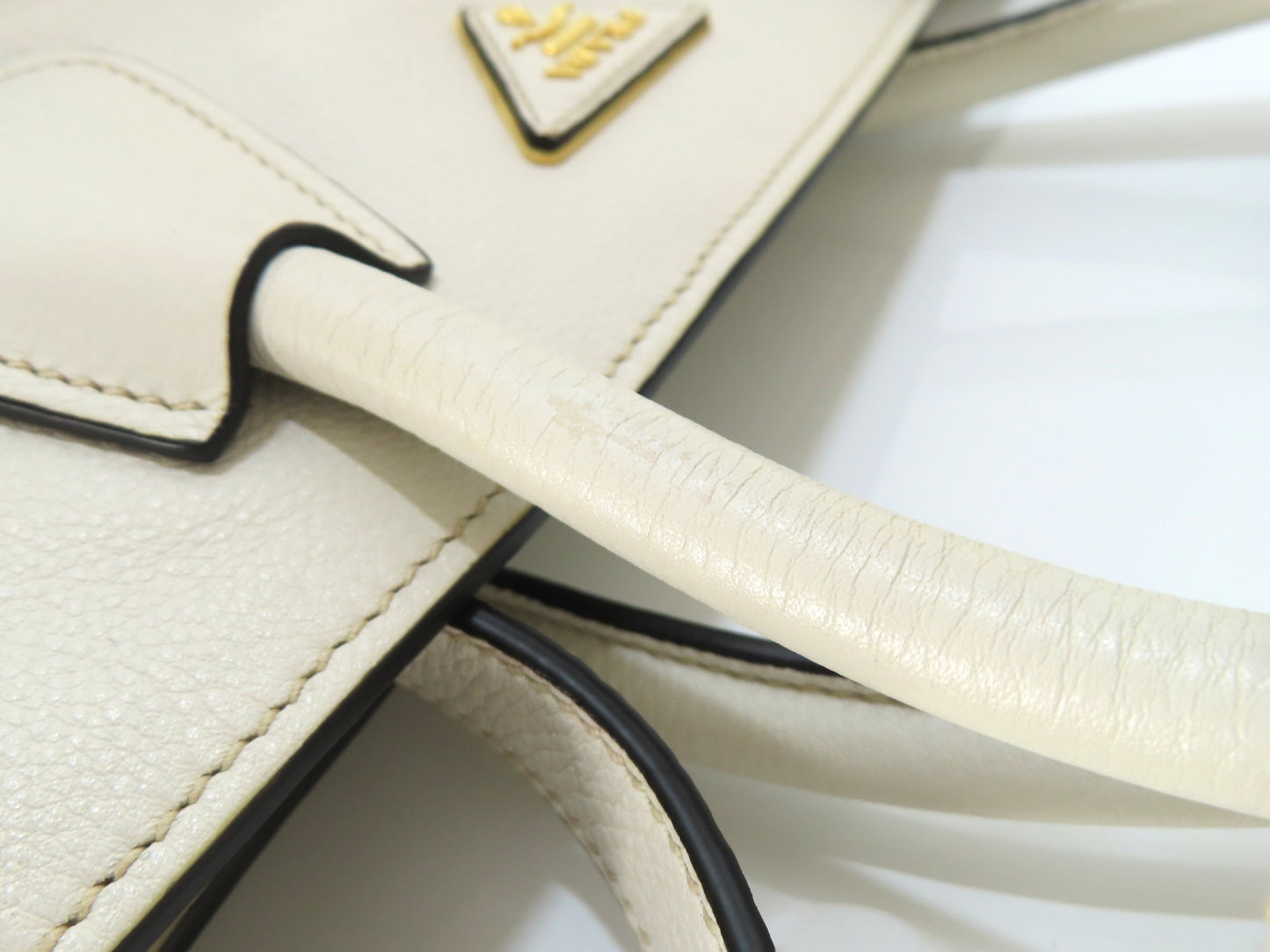 PRADA Vitello 2-Way Tote Bag, White